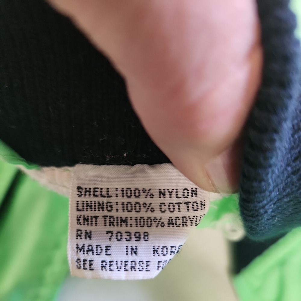 Body Ragz Vintage Neon Green Pastel Windbreaker Size XL 80s Y2K Gathered sleeve - Picture 7 of 9